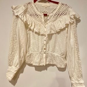 White LoveShackFancy embroidered LS top